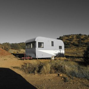Parked Gray caravan